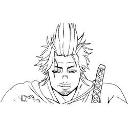 Dibujo de Yami en retrato de cerca con su katana para colorear Dibujo de Yami en retrato de cerca con su katana para colorear