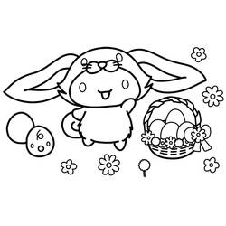 Dibujo de Cinnamoroll disfrazado de conejito de Pascua para colorear