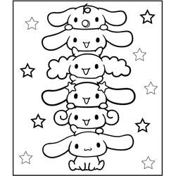 Dibujo de Cinnamoroll y sus amigos apilados en torre para colorear
