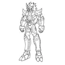 Dibujo de Digimon guerrero acorazado de pie para colorear