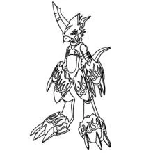 Dibujo de Digimon guerrero con armadura de llamas para colorear