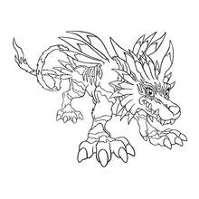 Dibujo de Digimon criatura bestial en cuatro patas para colorear