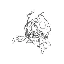 Dibujo de Digimon criatura insecto con garras para colorear