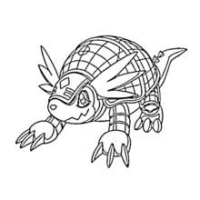 Dibujo de Digimon criatura tortuga avanzando a rastras para colorear