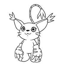 Dibujo de Gatomon de pie con la cola levantada para colorear