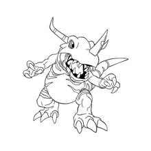 Dibujo de Greymon de pie con garras listas para colorear