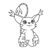 Dibujo de Gatomon de pie con la cola levantada para colorear