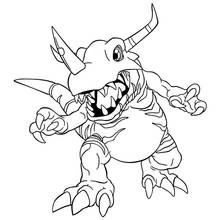 Dibujo de Greymon rugiendo con garras levantadas para colorear