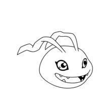 Dibujo de Digimon cabeza redonda con gran sonrisa para colorear