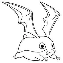 Dibujo de Patamon volando con sus grandes orejas para colorear