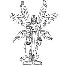 Dibujo de Digimon ángel con seis alas brillantes para colorear