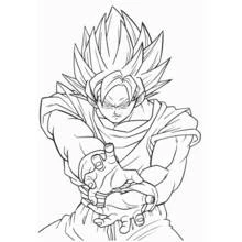 Dibujo de Goku super saiyajin preparando un ataque de energía para colorear