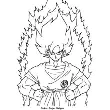 Dibujo de Goku transformándose en Super Saiyan para colorear