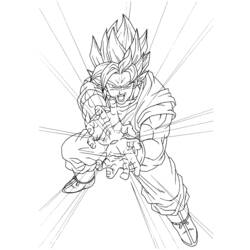 Dibujo de Goku lanzando un ataque de energía Kamehameha para colorear