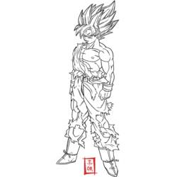 Dibujo de Goku de pie en forma Super Saiyan para colorear