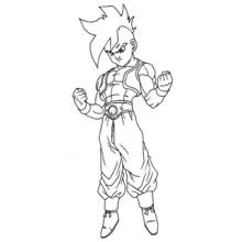 Dibujo de Dragon Ball Z guerrero en posición de combate para colorear