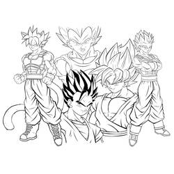 Dibujo de Guerreros Dragon Ball Z en pose de combate para colorear