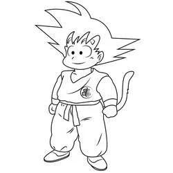 Dibujo de Goku sonriente de niño para colorear