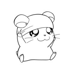Dibujo de Hamtaro saludando con la pata para colorear