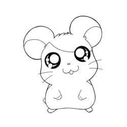 Dibujo de Hamtaro de pie con grandes ojos redondos para colorear