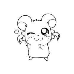 Dibujo de Hamtaro guiñando un ojo con un corazón para colorear