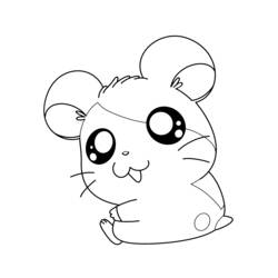 Dibujo de Hamtaro sentado con ojos grandes para colorear
