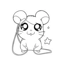 Dibujo de Hamtaro sosteniendo una cuerda con estrellas para colorear