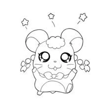 Dibujo de Hamtaro el hámster con lazos y estrellas para colorear