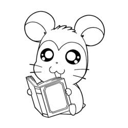Dibujo de Hamtaro leyendo un libro para colorear