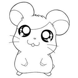 Dibujo de Hamtaro de pie con ojos grandes y brillantes para colorear