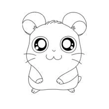 Dibujo de Hamtaro de pie con ojos grandes y redondos para colorear