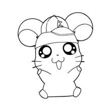 Dibujo de Hamtaro con gorra para colorear
