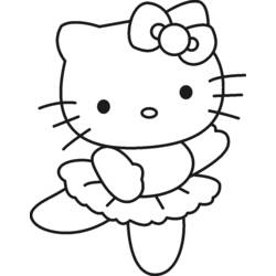 Dibujo de Hello Kitty bailando con tutú para colorear