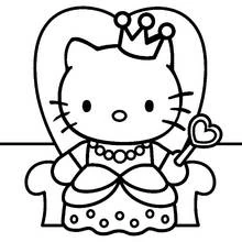 Dibujo de Hello Kitty princesa en su trono para colorear