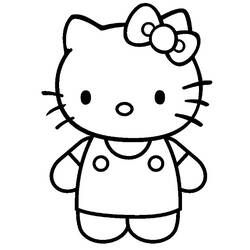Dibujo de Hello Kitty con su pequeño overol para colorear