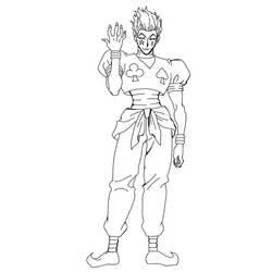 Dibujo de Hisoka de pie con la mano levantada para colorear Dibujo de Hisoka de pie con la mano levantada para colorear