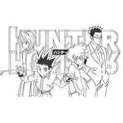 Dibujo de Personajes de Hunter x Hunter en pose grupal para colorear Dibujo de Personajes de Hunter x Hunter en pose grupal para colorear