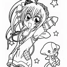 Dibujo de Chica manga con alas y un peluche para colorear Dibujo de Chica manga con alas y un peluche para colorear