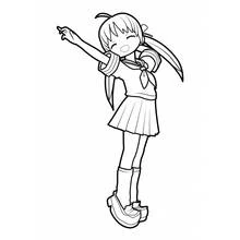 Dibujo de Chica manga señalando y riendo para colorear Dibujo de Chica manga señalando y riendo para colorear