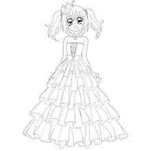 Dibujo de Kilari con vestido largo de volantes para colorear Dibujo de Kilari con vestido largo de volantes para colorear