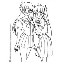 Dibujo de Sailor Moon las dos amigas con uniforme para colorear Dibujo de Sailor Moon las dos amigas con uniforme para colorear