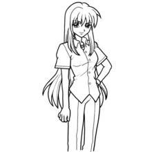 Dibujo de Chica manga con larga cola de caballo para colorear Dibujo de Chica manga con larga cola de caballo para colorear