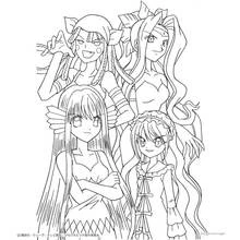 Dibujo de Mermaid Melody grupo de cuatro chicas para colorear Dibujo de Mermaid Melody grupo de cuatro chicas para colorear