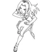 Dibujo de Sakura en posición de combate para colorear Dibujo de Sakura en posición de combate para colorear
