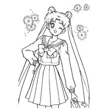Dibujo de Sailor Moon guiñando un ojo entre flores para colorear Dibujo de Sailor Moon guiñando un ojo entre flores para colorear