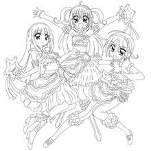 Dibujo de Kilari y sus amigas con vestidos de estrellas para colorear Dibujo de Kilari y sus amigas con vestidos de estrellas para colorear