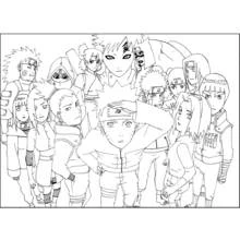 Dibujo de Naruto y el grupo de ninjas para colorear