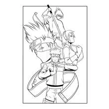 Dibujo de Naruto con Kakashi y Sasuke para colorear