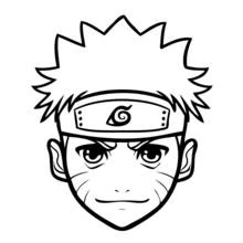 Dibujo de Naruto con bandana y marcas en las mejillas para colorear