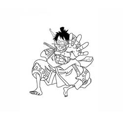 Dibujo de Monkey D. Luffy en posición de combate para colorear